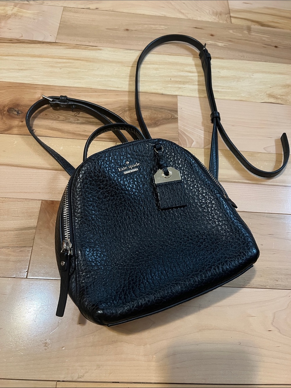 kate spade Black Pebbled Leather Mini Backpack Purse